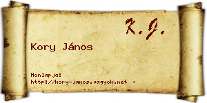 Kory János névjegykártya